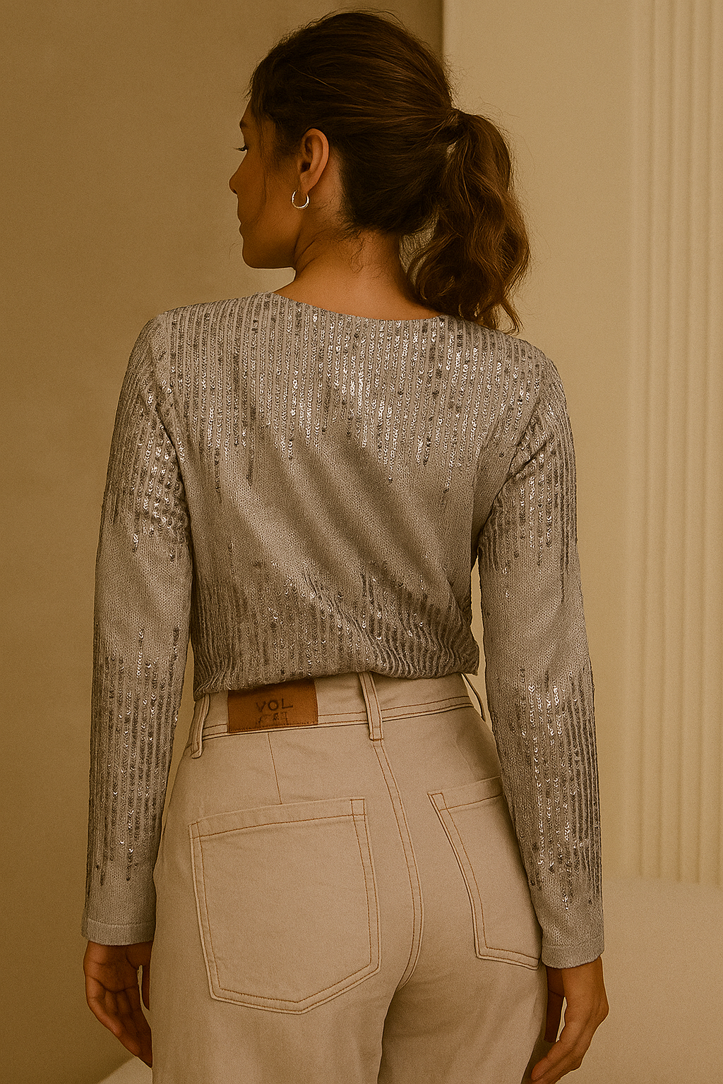 bodi plateado de lentejuelas manga larga studio f bodi plateado de lentejuelas manga larga studio f