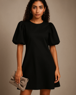 vestido negro elegante mangas bombachas ela