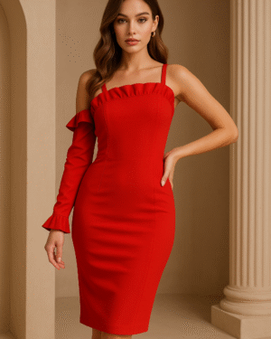 vestido rojo elegante unimanga studio f