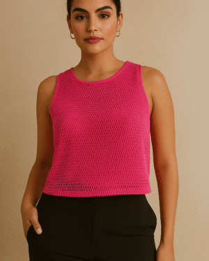 blusa malla sin mangas rosa fucsia ela