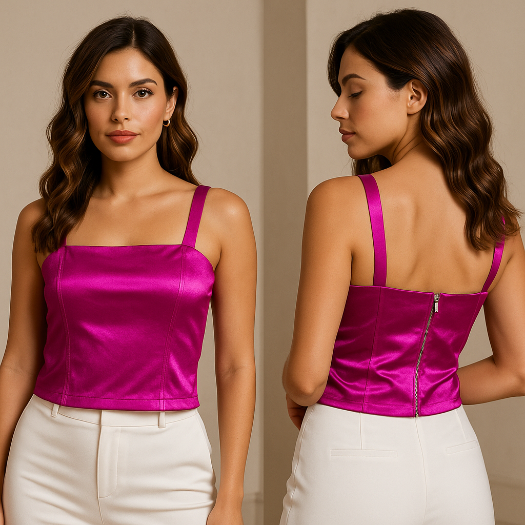 blusa satinada tiras fucsia blusa satinada tiras fucsia