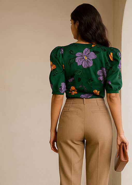 blusa verde con estampado floral ela blusa verde con estampado floral ela