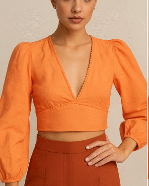 crop top naranja con lazo trasero ela