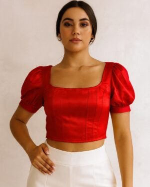crop top satinado mangas corta studio f