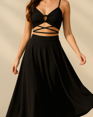 crop top negro cruzado ela