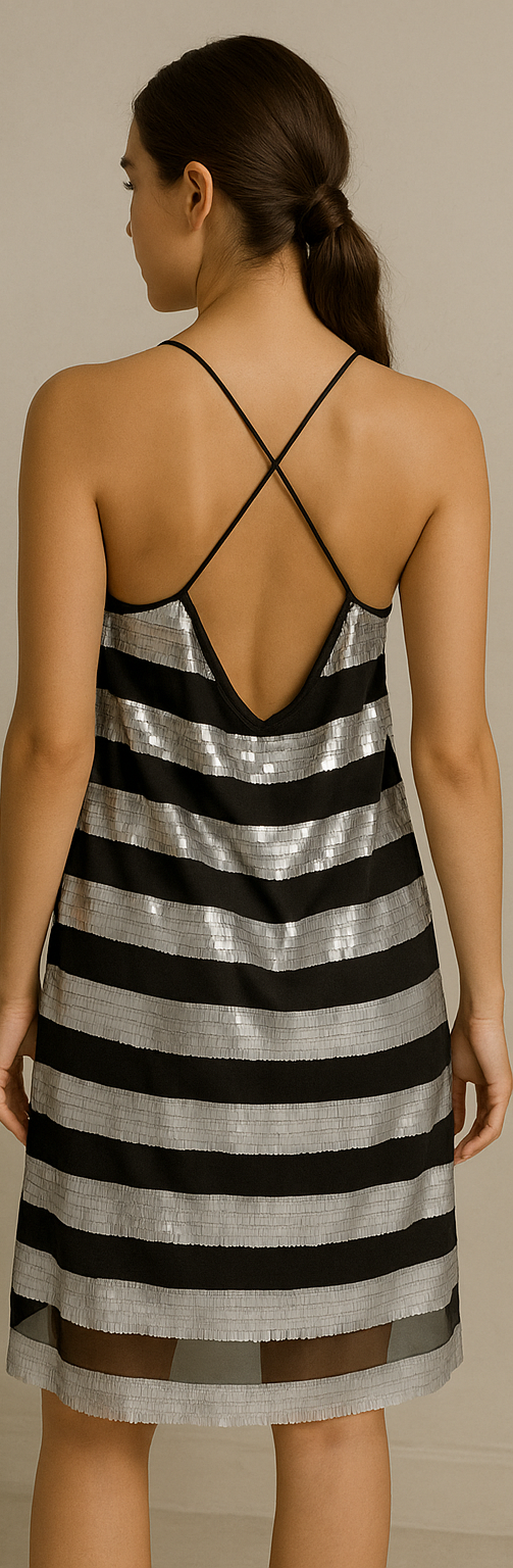 vestido de lentejuelas a rayas horizontales studio f vestido de lentejuelas a rayas horizontales studio f