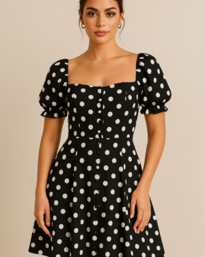 vestido de lunares negro ela